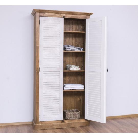 rusztikus provanszi szekreny feher barna ruhasszekreny gardrob konyha haloszoba nappali racsos vintage vas polcos szerkezet feher festett valaszthato szinu butorok egyedi.jpg
